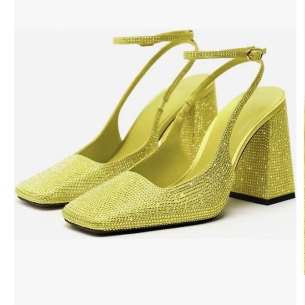 Zara Rhinestone Block Heel Sandals